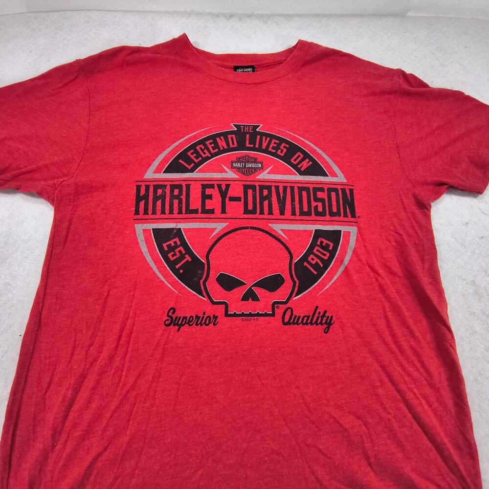 Harley Davidson Casual Short Sleeve Graphic Shirt Mens Size Large L Red Black